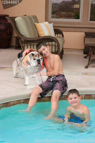 Image of Kids and Bulldog