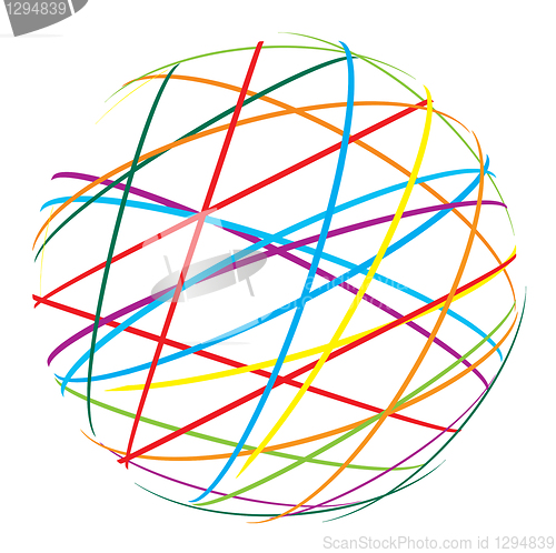 Image of abstract sphere from color lines
