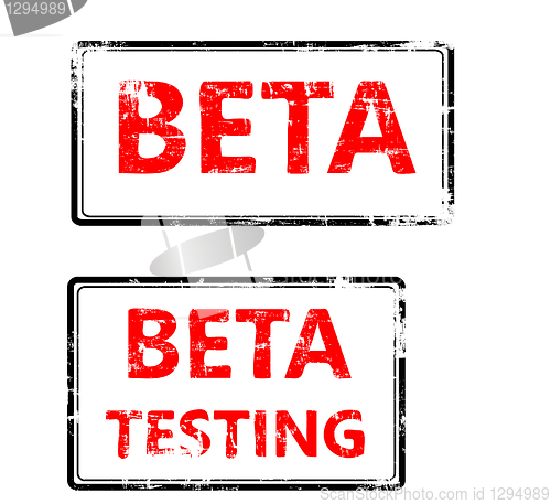 Image of stamp that shows the term beta testing