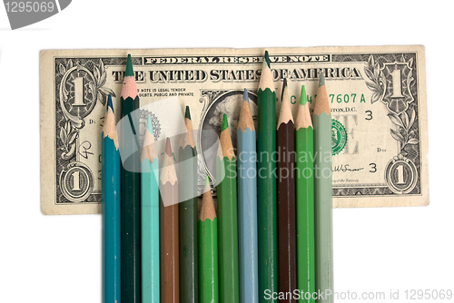 Image of pencils and money
