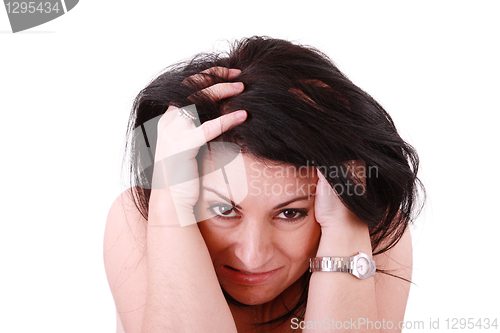 Image of Screaming woman. Isolated over white background. 