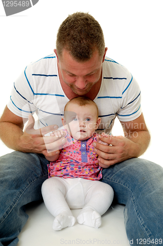 Image of Smiling father and baby