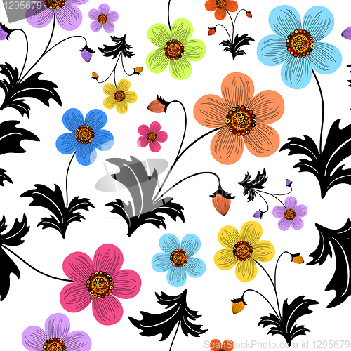 Image of White seamless floral pattern 