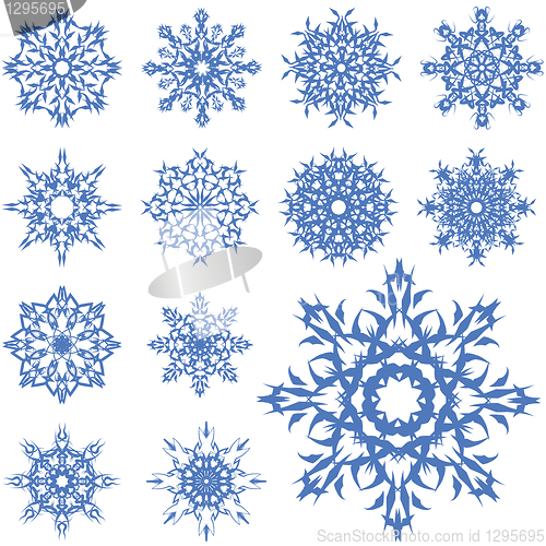 Image of vector set of different snowflakes