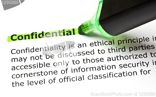 Image of CONFIDENTIAL highlighted in green