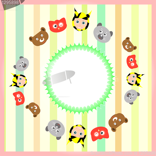 Image of cute cartoon animal set on colorful background