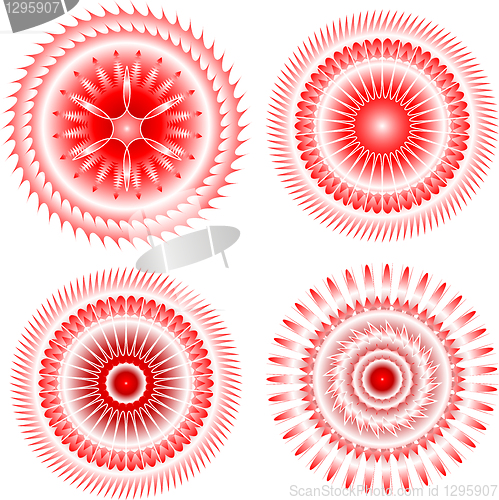 Image of red Decorative design elements. Patterns set for currency