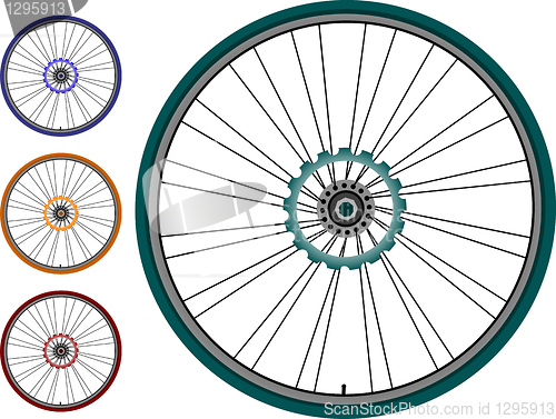 Image of Bike wheel set - vector illustration isolated on white