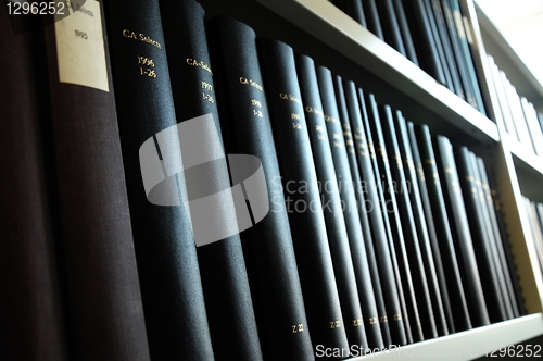 Image of books in a library