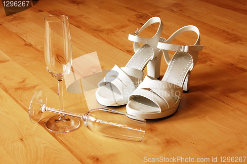 Image of sexy high heel and champagne glass