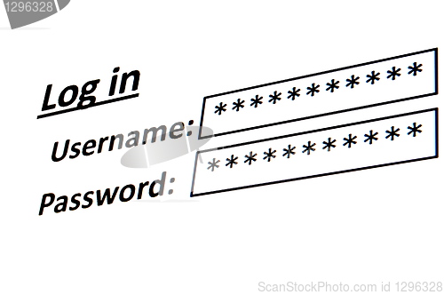 Image of login on a website in the internet