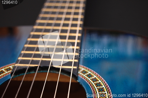 Image of blue music guitar for playing party music 