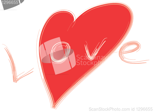 Image of word Love and red stylized heart