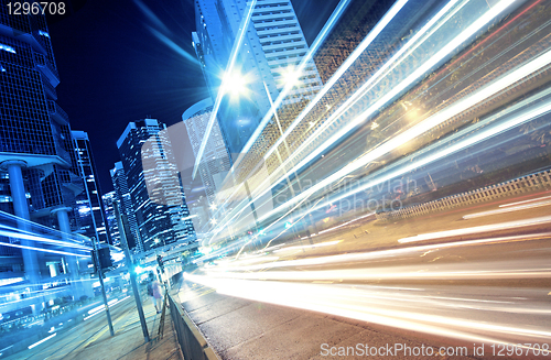 Image of busy traffic night in finance urban