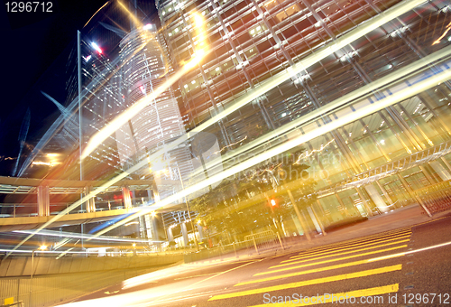 Image of traffic in finance urban at night