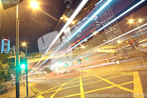 Image of traffic in finance urban at night