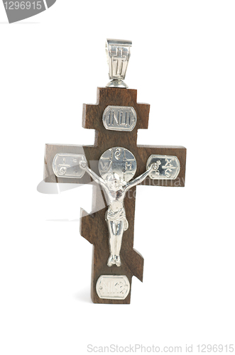 Image of silver and wooden cross