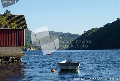 Image of Dinghy and old boathouse