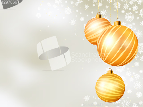 Image of Light Christmas backdrop with five balls. EPS 8