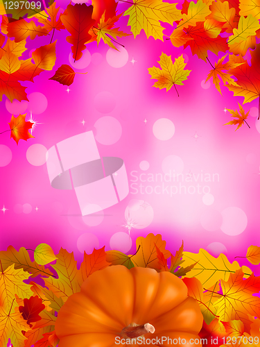 Image of Orange Pumpkin on elegant pink bokeh. EPS 8