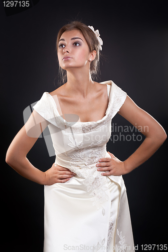Image of girl in a wedding dress in the studio