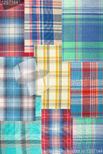 Image of background patchwork plaid fabric
