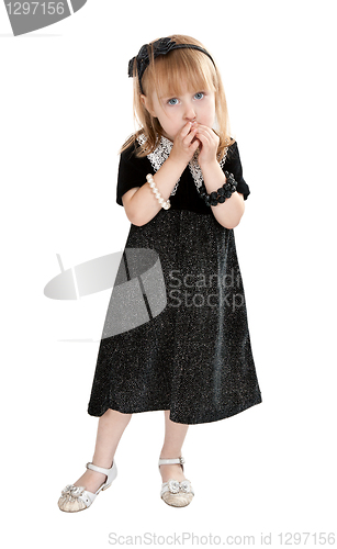Image of little girl in a dress on a white background