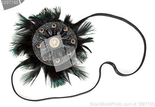 Image of black fabric flower with crystals