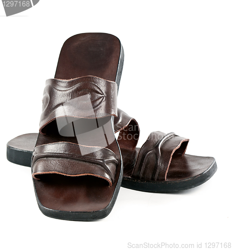 Image of a pair of leather slippers for men