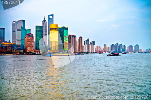 Image of Tilted Shanghai Pudong skyline