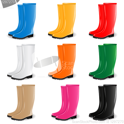 Image of Colored rubber boots vector set