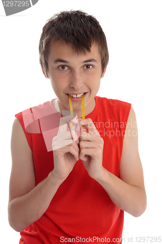 Image of A boy eating soft jelly lollies