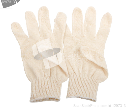 Image of Two white textile glove