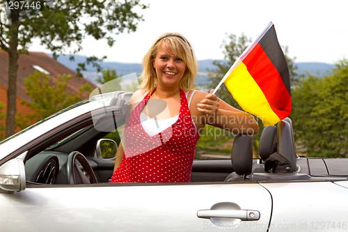 Image of Young woman with german flag