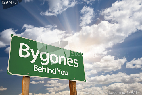 Image of Bygones, Behind You Green Road Sign