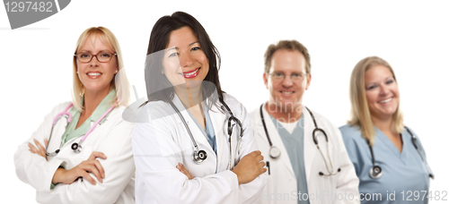 Image of Hispanic Female Doctor and Colleagues