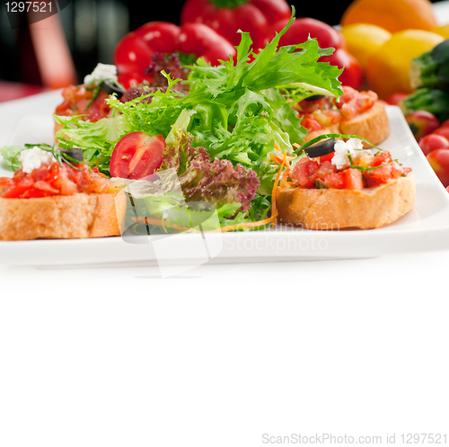 Image of original Italian fresh bruschetta 