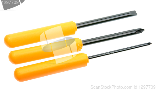 Image of Set of three orange-black screwdrivers