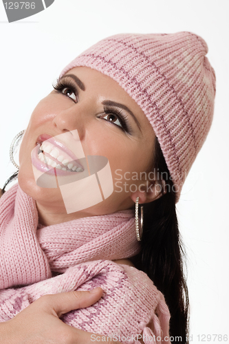 Image of Beautiful female in winter fashion