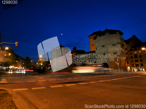 Image of night view to  the crossroads