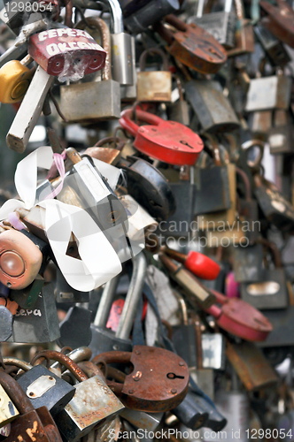 Image of colorful wedding padlocks