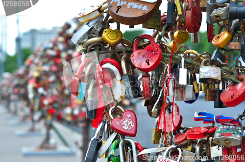 Image of colorful wedding padlocks