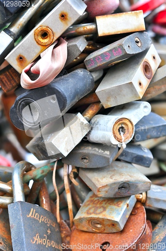 Image of colorful wedding padlocks