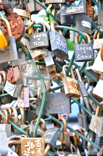 Image of colorful wedding padlocks