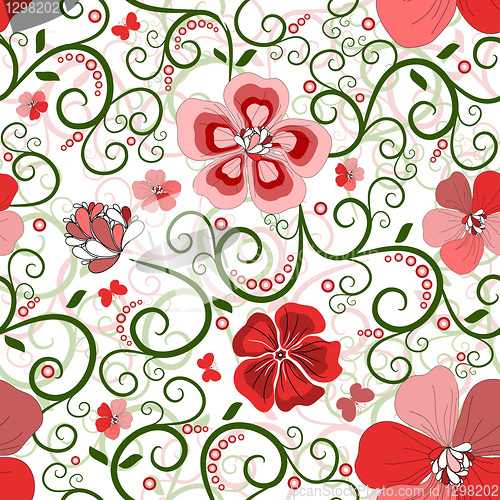 Image of White seamless floral pattern