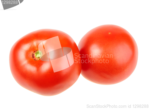 Image of Group of two ripe red tomatoes.