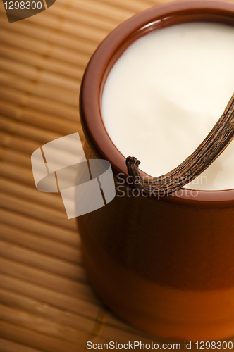 Image of Sweet vanilla pudding dessert 
