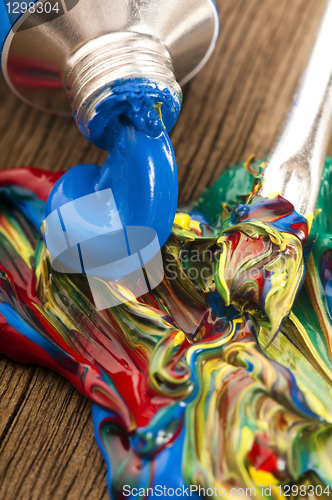 Image of mixing paints. background 