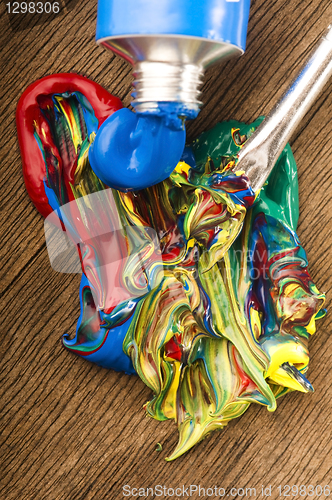 Image of mixing paints. background 