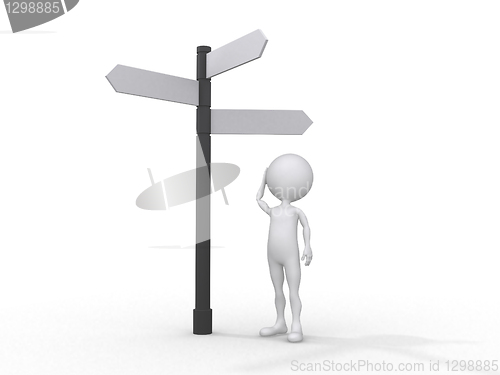 Image of direction, man is taking a decision with the help sign